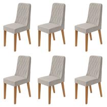 Kit com 6 Cadeiras para Sala de Jantar Estofadas Luar