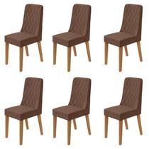 Kit com 6 Cadeiras para Sala de Jantar Estofadas Luar
