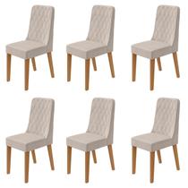 Kit com 6 Cadeiras para Sala de Jantar Estofadas Luar