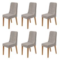 Kit com 6 Cadeiras para Sala de Jantar Estofadas Luar