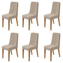 Kit com 6 Cadeiras para Sala de Jantar Estofadas Luar