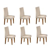 Kit com 6 Cadeiras para Sala de Jantar MDP/MDF Wallace Bege/Veludo Pastel