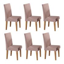 Kit com 6 Cadeiras para Sala de Jantar MDP/MDF Wallace Rosa/Veludo