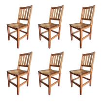 Kit com 6 Cadeiras Rusticas Madeira Maciça Confort para Restaurantes Malbec