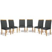 Kit Com 6 Cadeiras Sara Madeira Maciça Estofadas Para Mesa De Jantar Kit Com 6 Cadeiras Sara Madeira Maciça Estofadas Para Mesa De Jantar