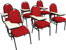kit com 6 Cadeiras Universitária p Auditórios Linha Hotel Vermelho