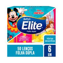 Kit Com 6 Caixas de Lenços Softys Elite Kids com 50 Unidades