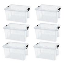 Kit com 6 caixas organizadora com trava 20 litros transparente - Usual Utilidades