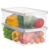 Kit com 6 caixas organizadoras de plástico com tampa para organizar Frutas/legumes/verduras no refrigerador.