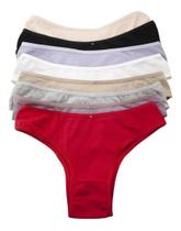 Kit Com 6 Calcinha Calsinha Tanga Lisa Sortida Algodão Kit Com 6 Calcinha Calsinha Tanga Lisa Sortida Algodão