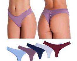 Kit com 6 Calcinha Fio dental Sortidas Algodão com Coton Linda Brasil