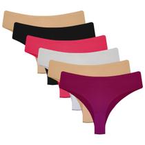 kit Com 6 Calcinha Tanga Sem Costura Corte a Laser A43 QLC SPORT