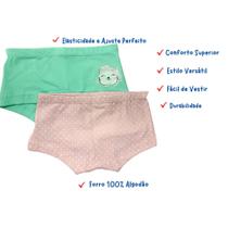 KIT com 6 Calcinhas Boxer Feminina Infantil Algodão Super Conforto KIT com 6 Calcinhas Boxer Feminina Infantil Algodão Super Conforto