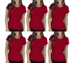 Kit com 6 Camisas Camisetas Blusas Baby Looks T-shirts Masculina Feminina Slim Básica 100% Algodão