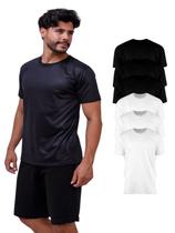 Kit Com 6 Camisetas Masculinas Lisa Poliéster Black White