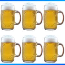 Kit Com 6 Canecas De Vidro Chopp Cerveja Bar Restaurante Padaria 360 Ml