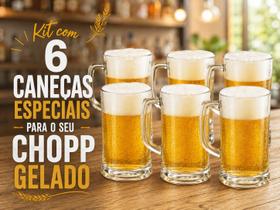 Kit com 6 canecas Taberna Safira 340ml Vidro Resistente Ideal Cerveja Água Suco Kit com 6 canecas Taberna Safira 340ml Vidro Resistente Ideal Cerveja Água Suco