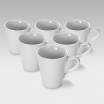 Kit com 6 Canecas Tulipa Pequena de Porcelana 200 ml 10 x 8,5 cm