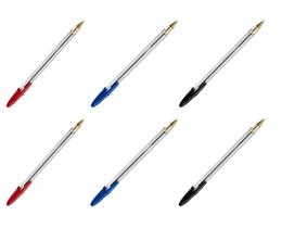 Kit com 6 Caneta Bic Cristal - Azul Preta e Vermelha Kit com 6 Caneta Bic Cristal - Azul Preta e Vermelha