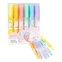 Kit com 6 caneta marca texto coelho - bazar do saara