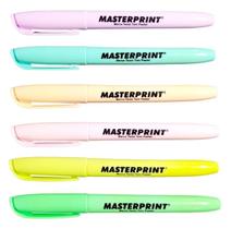 Kit com 6 Canetas Marca Texto Cores Pastel Masterprint Kit com 6 Canetas Marca Texto Cores Pastel Masterprint