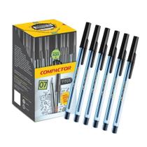 Kit com 6 Canetas Preto Esferográficas Compactor Ponta Fina