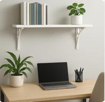 Kit com 6 Cantoneiras Plásticas Super Reforçadas Suportes Mão Francesa para Prateleiras de MDF, Madeira ou Vidro Tamanhos 15 a 30cm Capacidade