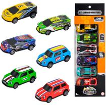 Kit Com 6 Carrinhos Drift Racing Em Metal Dm Toys Multicor 6608 - Dm Toys