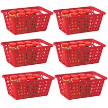Kit Com 6 Cesta Organizadora M Em Polipropileno N356 Vermelha