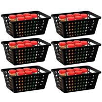 Kit Com 6 Cesta Organizadora M Em Polipropileno Preto