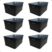 Kit Com 6 - Cesto Caixa Organizadora Rattan - 4 Litros