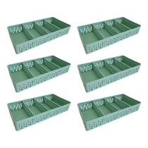 Kit Com 6 Cestos Organizadores Prático Decorativo Vazado 3 Divisórias Multiuso
