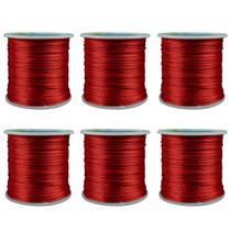 Kit Com 6 Cetim Rabo de Rato 1mm Rolo com 100 m Vermelho
