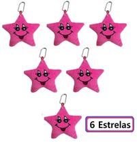 Kit com 6 Chaveiros de Pelúcia Estrela com Carinha Kit com 6 Chaveiros de Pelúcia Estrela com Carinha