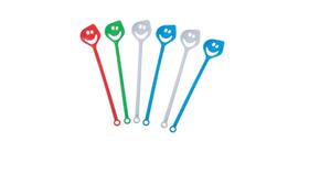 Kit com 6 Colheres para Drinks em Plástico Cores Sortidas