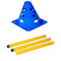Kit com 6 Cones Azul + 9 Bastão de Treinamento Poker