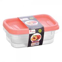 Kit Com 6 Conjuntos Com 2 Potes Retangulares Graduados 300ml