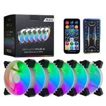 Kit Com 6 Coolers Fans RGB Ventoinha 120mm Para Gabinetes Kit Com 6 Coolers Fans RGB Ventoinha 120mm Para Gabinetes