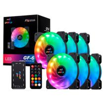 Kit Com 6 Coolers Gamer De Resfriamento ARGB 120MM c/ Controladora e Controle Remoto