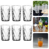 Kit Com 6 Copo De Vidro Diamante Para Agua Suco Bebidas Conjunto De 6 Copos Resistente Vidro Grosso Diamond Linha Premium 400ml