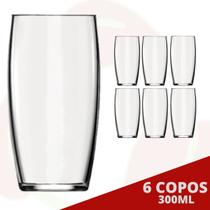 Kit com 6 Copos Oca 300ML Transparente Água Suco Drinks