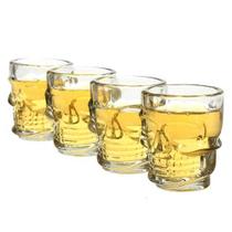 Kit Com 6 Copos Shot De Vidro Crystal Head Caveira 50ml
