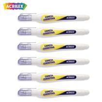 Kit com 6 Corretivo em Caneta 5ml Acrilex