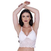 Kit com 6 Cropped Top De Renda Sem Bojo Alça Regulável Feminino