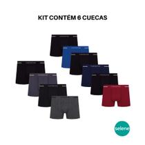 Kit Com 6 Cuecas Boxer Selene Box Microfibra Masculina
