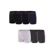 Kit com 6 Cuecas Boxer Sem Costura Trifil CE0277/0277 Microfibra - Preto/Branco/Cinza/Marinho