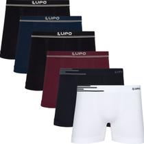 Kit Com 6 Cuecas Microfibra Masculino Boxer Box Original Lupo Básico Sem Costura Cores Básicas