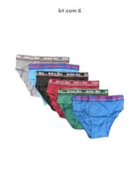 Kit Com 6 Cuecas Slip Algodão Suedine