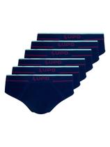 Kit com 6 Cuecas Slip Lupo 624-003 Kit com 6 Cuecas Slip Lupo 624-003