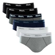 Kit Com 6 Cuecas Slip Mash Em Algodão Lisa Basica